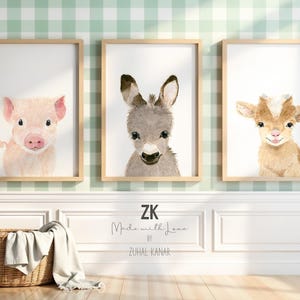 Impression d'art pour chambre d'enfant âne, art mural âne, décoration de chambre d'enfant, chambre de bébé, décoration de chambre de ferme, peinture d'âne, cadeau de chambre de ferme image 5