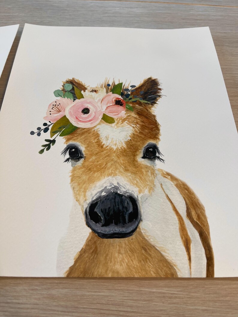 Farm Animal Nursery Prints, Floral Crowned Baby Animals, Set of 6 image 8