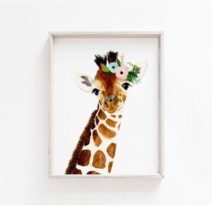 Watercolor baby giraffe number 2 , Safari nursery, Animal Paintings, watercolor animal, giraffe, kids posters, nursery  room art