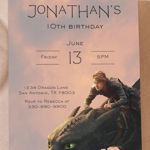 Comment dresser votre invitation d&#39;anniversaire de dragon, invitation d&#39;anniversaire édenté, action en direct 2025 comment dresser votre invitation modifiable de dragon