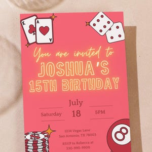 Editable Casino Birthday Invitation, 21st 30th 40th 50th Poker Birthday Party, Casino Night, Casino Retirement, Playing Cards Poker CANVA