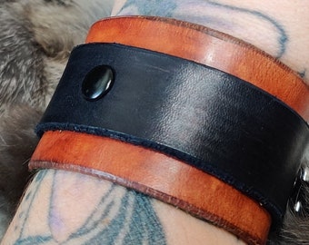 Antique finished suede lined leather Cuff bracelet