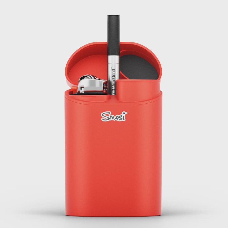 Smosi® Dragon One Hitter and Dugout - Stash Box - Storage Box - Holds a Lighter Red