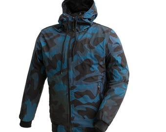 Men's Breathable Rain Jacket | Max Tec 600D Fabric, Camo Biker Coat
