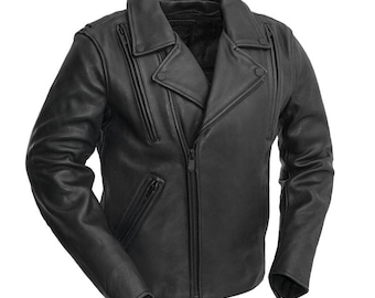 Night Rider Men's Motorcycle Leather Jacket | Winter Season Gift, Fashion Riding Biker Coat | Christmas Gift for Him, Boys, Husband, Dad