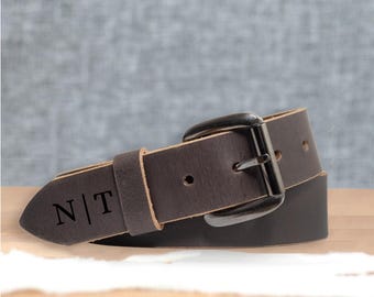 Personalized Leather Belt, Granite Engraved Belt for Boys, Winter Gift for Him, Christmas Gift, Thanksgiving and New Year Gifts, Dark Brown