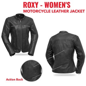 Women's Cowhide Leather Jacket - Lightweight Moto Biker Coat, womens leather jacket, women's motorcycle jacket, cafe racer jacket women image 3