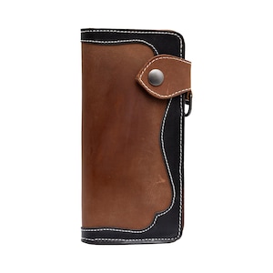 Cartera de Secretaria de Pecho: Cartera fina de cuero para hombre y mujer, regalo para él o para ella, cartera de viaje, tarjetero, color negro coñac, regalo unisex.