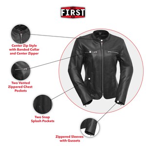 Women's Cowhide Leather Jacket - Lightweight Moto Biker Coat, womens leather jacket, women's motorcycle jacket, cafe racer jacket women image 4