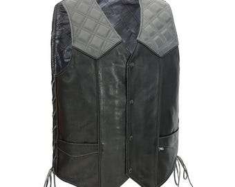 Chaleco de motociclista de cuero estilo western para hombre Hammer Down