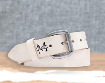 Personalized Natural Buffalo Leather Belt for Men, Perfect for Anniversaries, Father, Dad, Engraving for Special Event, Custom Gift for Him