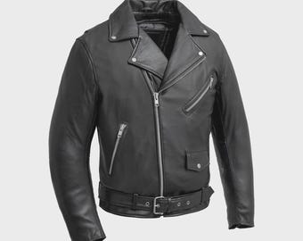 Superstar Men's Motorcycle Leather Jacket | Winter Style Biker Coat, Cowhide Leather Moto Jacket | Christmas Gift for Him, Men Riding Gear