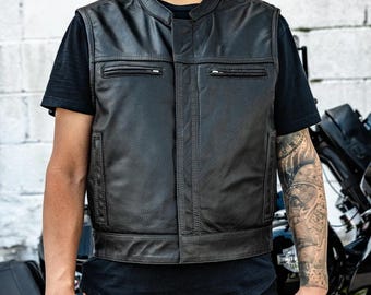 Chaleco de cuero perforado Lowrider para hombre