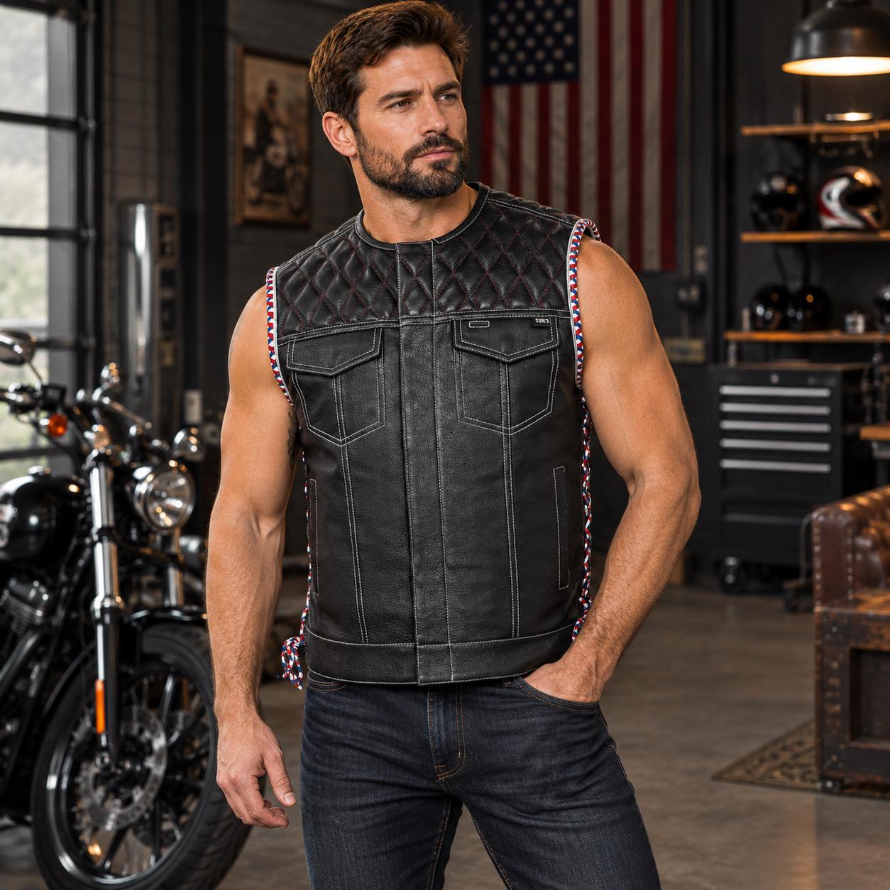Vintage Harley Davidson Leather Vest Usa - Etsy