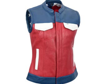Chaleco de cuero para motociclista Freedom Belle para mujer