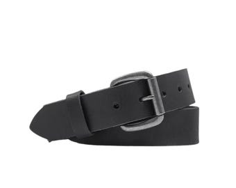 Cinto de couro de búfalo cor carvão: Cinto masculino feito à mão, First MFG Co., cinto de couro legítimo. Cinto formal masculino, cinto social.
