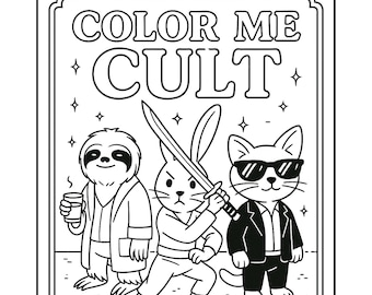 Adult Coloring Book Funny Animals, Cute Cartoon Coloring Pages, Stress Relief Coloring Book, Gift for Her, Creative Hobby Book