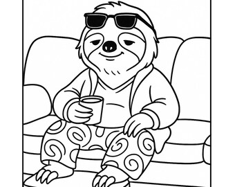 Adult Coloring Book Funny Animals, Cute Cartoon Coloring Pages, Stress Relief Coloring Book, Gift for Her, Creative Hobby Book
