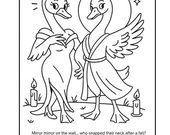 Adult Coloring Book Funny Animals, Cute Cartoon Coloring Pages, Stress Relief Coloring Book, Gift for Her, Creative Hobby Book
