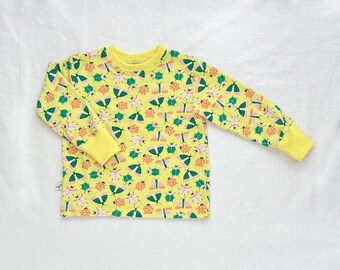 Kids Organic Cotton Bugs Long Sleeve Tee in Sunshine  |  Handmade