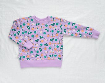 Kids Organic Cotton Bugs Sweater in Lavender  |  Handmade