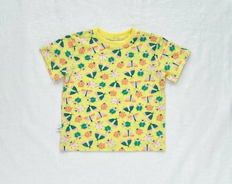Kids Organic Cotton Bugs Short Sleeve Tee in Sunshine  |  Handmade