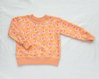 Kids Organic Cotton Birds Sweater in Peach  |  Handmade