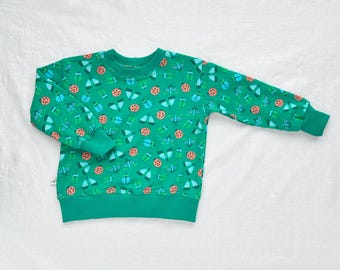 Kids Organic Cotton Bugs Sweater in Forest  |  Handmade