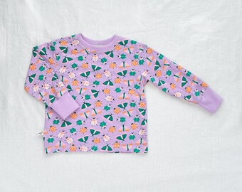 Kids Organic Cotton Bugs Long Sleeve Tee in Lavender  |  Handmade