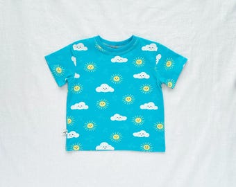 Kids Organic Cotton Sunny Skies Short Sleeve Tee  |  Handmade