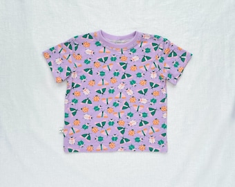 Kids Organic Cotton Bugs Short Sleeve Tee in Lavender  |  Handmade