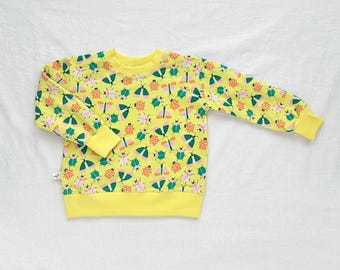 Kids Organic Cotton Bugs Sweater in Sunshine  |  Handmade