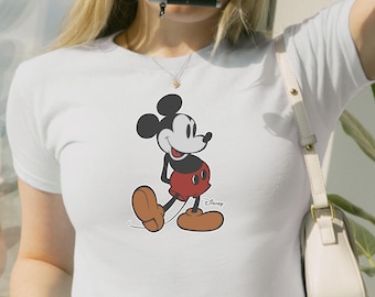 Retro Mickey Mouse Baby Tee, Y2K Style Youth T-Shirt
