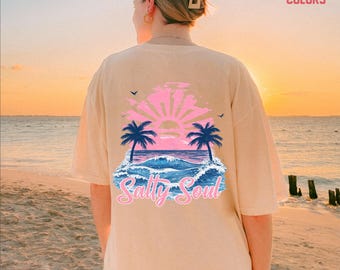 Salty Soul Summer Comfort Colors® Shirt, Summer Vacation Tee Tshirt, Retro Graphic Summer Shirt, Vintage Beach Shirt