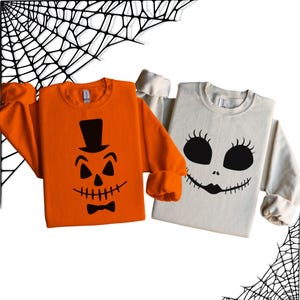 Pumpkin Face Couple Matching Sweatshirt, Halloween Couple Matching Sweatshirt, Halloween Woman Shirt, Halloween Man Shirt, Halloween Gift