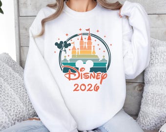 Disney Trip 2026 Sweatshirt, Matching Family Vacation Sweater, Mickey Minnie Castle Crewneck