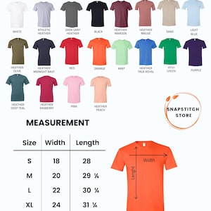 Pode incluir: Imagem de camisetas unissex Gildan 64000 em v&aacute;rias cores, incluindo branco, preto e vermelho. A imagem inclui uma tabela de tamanhos com medidas em polegadas, do tamanho S ao 2XL. As medidas de largura variam de 45.7 cm a 66 cm.