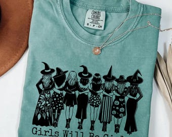Komfort Farben Hexe T-Shirt, Mädchen werden Mädchen, Halloween T-Shirt