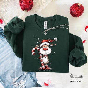 Reindeer Christmas Sweatshirt, Holiday Pullover, Christmas Reindeer Sweatshirt