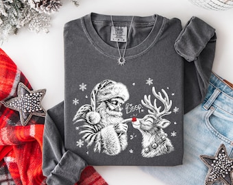 Santa Boop Reindeer Comfort Colors® T-Shirt
