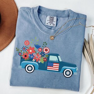 Comfort Colors® Floral American Flag Shirt, Womens 4th Of July Shirt, Floral USA Shirt, Patriotic Shirt, Memorial Day Gift, Independence Day