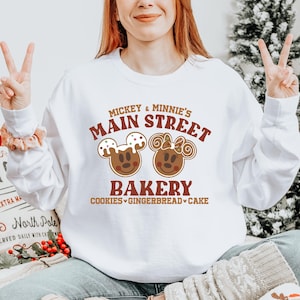 Mickey and Minnie Main Street Bakery Sweatshirt, Disney Christmas Gingerbread Shirt, Disney Christmas Shirt, Disney Christmas Cookies Hoodie