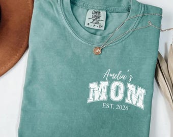 Comfort Colors® Personalized Mom Shirt With Kid Name, Mom Tshirt, Gift for Mom, Mom Tee, Mom with Kid Name, Mother's Day Gift, Mama Shirt