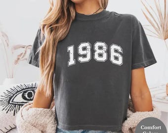 1986 Birthday Crop Top, Vintage Year T-Shirt, Forty Birthday Gift Boxy Tee