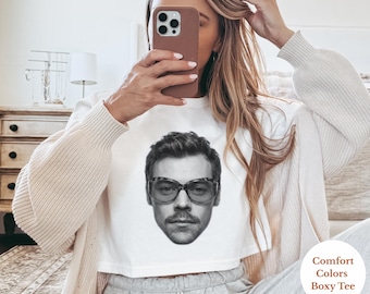 Harry S Face Cropped Boxy Tee, Comfort Colors, Harry Album Inspired Shirt, Women's Graphic Boxy Tee, Trendy Fitted Tee, Concert Outfit