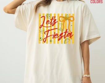 Striped let's Mexican fiesta Shirt: Let's Fiesta Shirt, Mexican Maracas, Sombrero Shirt Comfort Colors