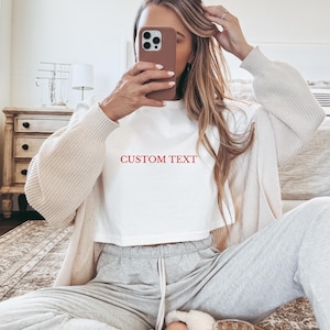 Custom Next Level Women&#39;s Crop Top, Custom TextCrop Top T-shirt for women trendy crop top , Personalized gift i text shirt, Funny Crop Tops
