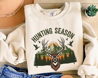 Hallo Jagdsaison Auf Wiedersehen Sweatshirt, Jagd-Liebhaber-Pullover, Hirsch-Jäger-Sweatshirt, Camo Sweatshirt, Jagd-Liebhaber-Hift, Hoodie