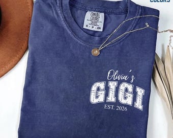 Comfort Colors® Personalized Gigi Shirt With Kid Name, Gigi Tshirt, Gift for Gigi, Mom Tee, Gigi with Kid Name, Mother's Day Gift,Mama Shirt