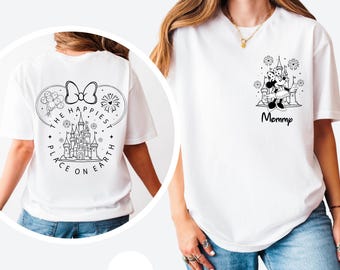 The Happiest Place One Earth Couple Shirt, Custom Mickey and Minnie Magical Castle Tshirt, Disney Family Trip Shirt, Disneyland Vacation Tee